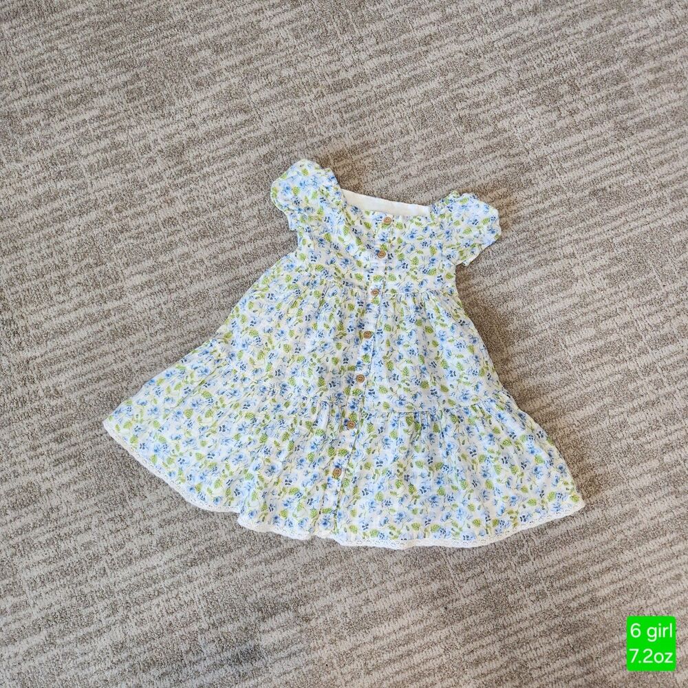 Joie girl's tiered vibrant floral dress blue green size 6 - Picture 1 of 10